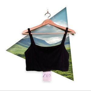 Zara Ribbed Black Crop Top